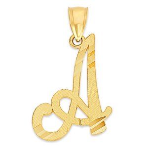 10k Solid Gold A Initial Pendant for Necklace - Letter Jewelry Gifts for Women